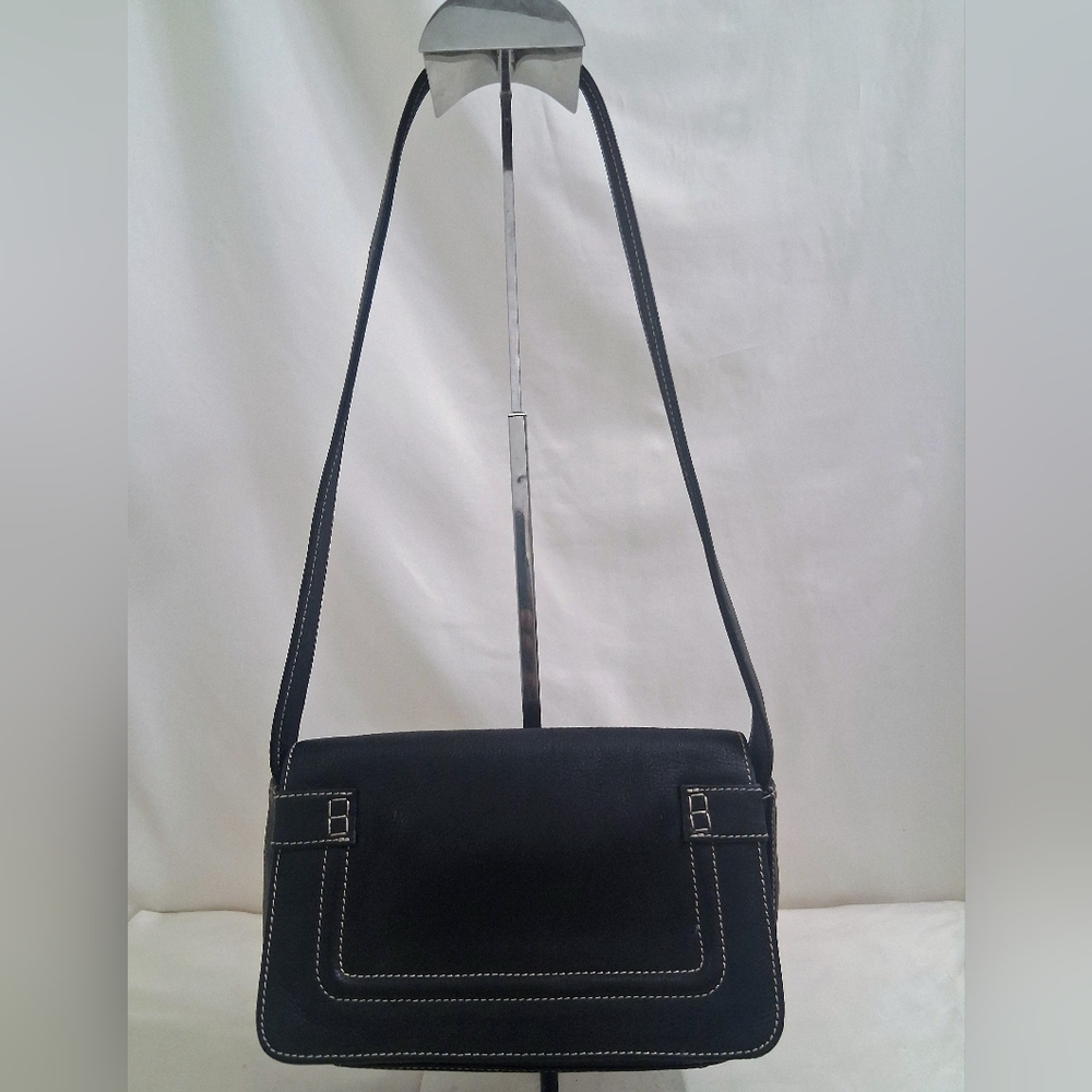 Fossil Black Leather  Flap  Shoulder  Bag